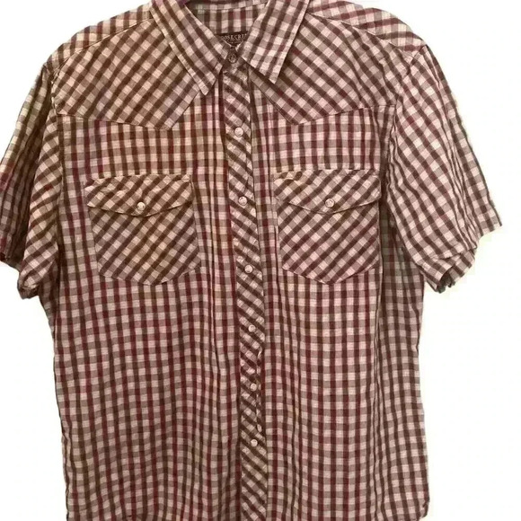 Moose Creek Mens Shirt Large Red Plaid Short Sleeve Button Up Pearl Snap Size XL - Picture 9 of 10